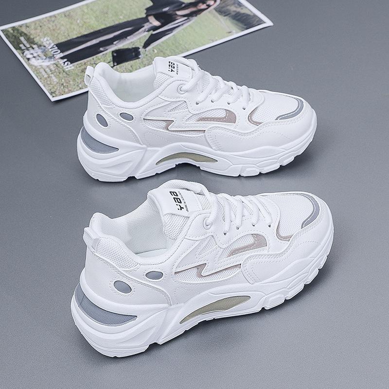 

[Индивидуальные] Весенние кроссовки на толстой нескользящей подошве для пап, сетчатые дышащие кроссовки для бега, модные маленькие белые туфли на мягкой подошве для женщин 40 белый