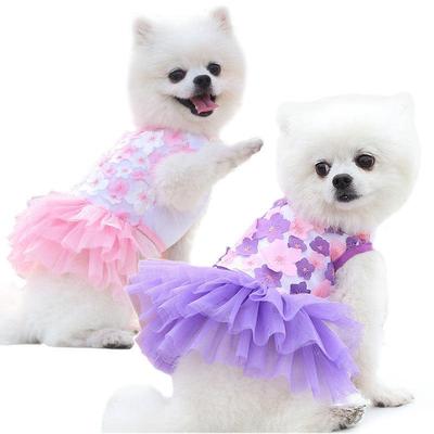 Haustier HundeKatzen Pfirsichblüten Röcke Kleidung Teddy Bichon Frises Haustierbedarf Hundekleidung