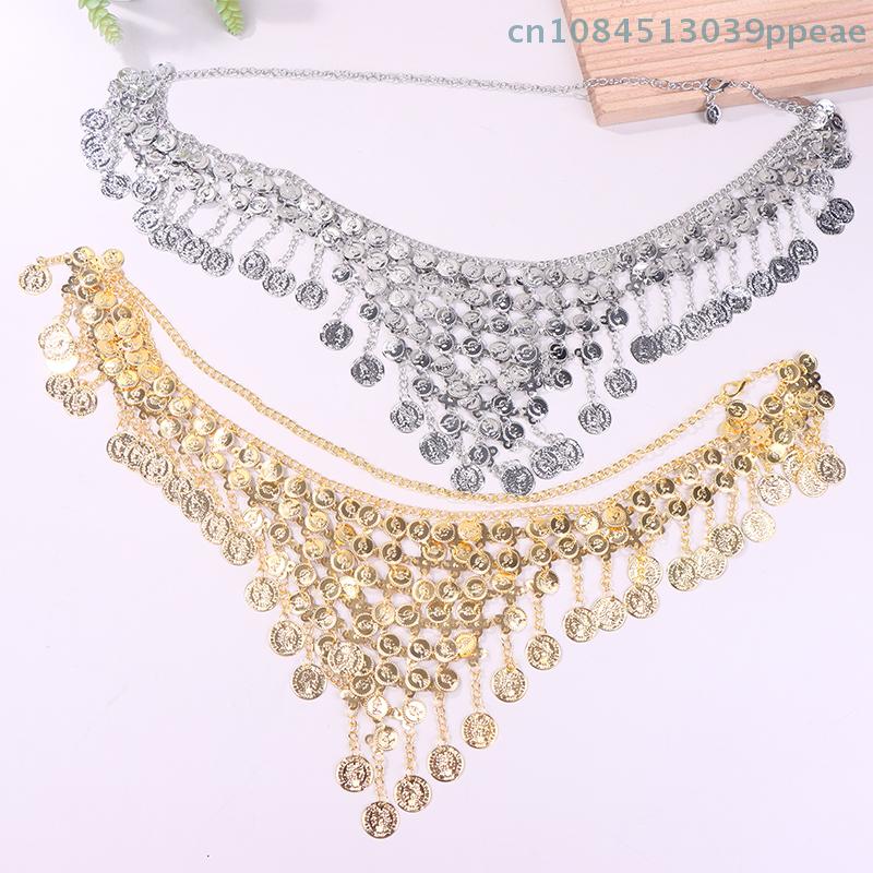 1 Pc Triangle Belly Dance Waist Chain, Sequined Tassel Waist Ornament, Oriental Dance Metal Waist Chain