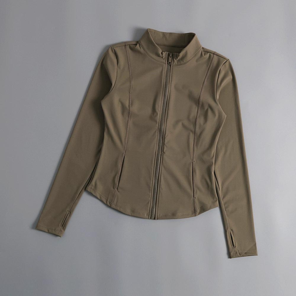 

Женская осенне-зимняя приталенная спортивная куртка на молнии - Большой размер, Длинный рукав, Топ для бега и фитнеса M