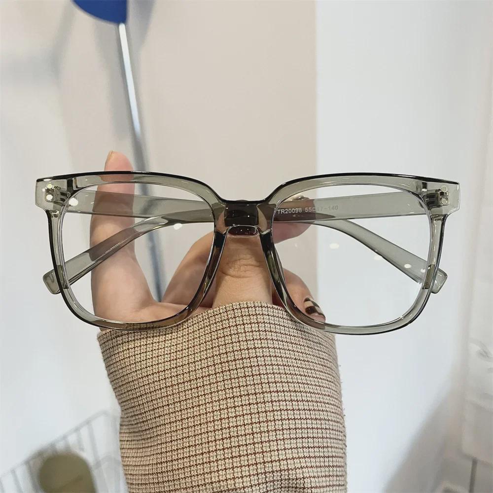 Large Transparent Black Myopia Glasses for Women, No Makeup Needed, Compatible with Prescription Lenses for Men, Korean Style, Round Face Slimming.