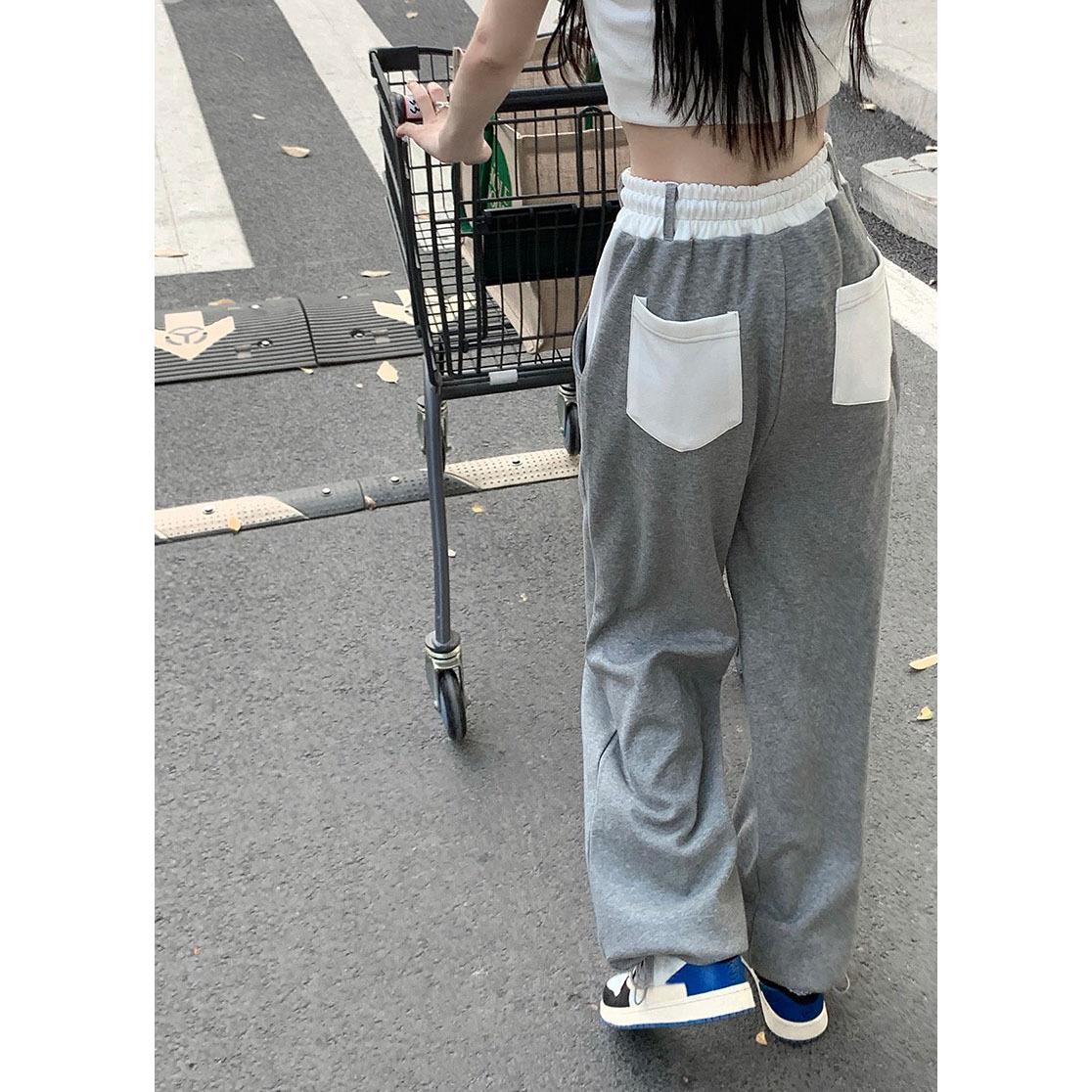 

Women s Tapered Sweatpants - Summer 2022, Lightweight, Drawstring, Color Block, High Waist, Slimming, Loose Fit, Wide Leg. M
