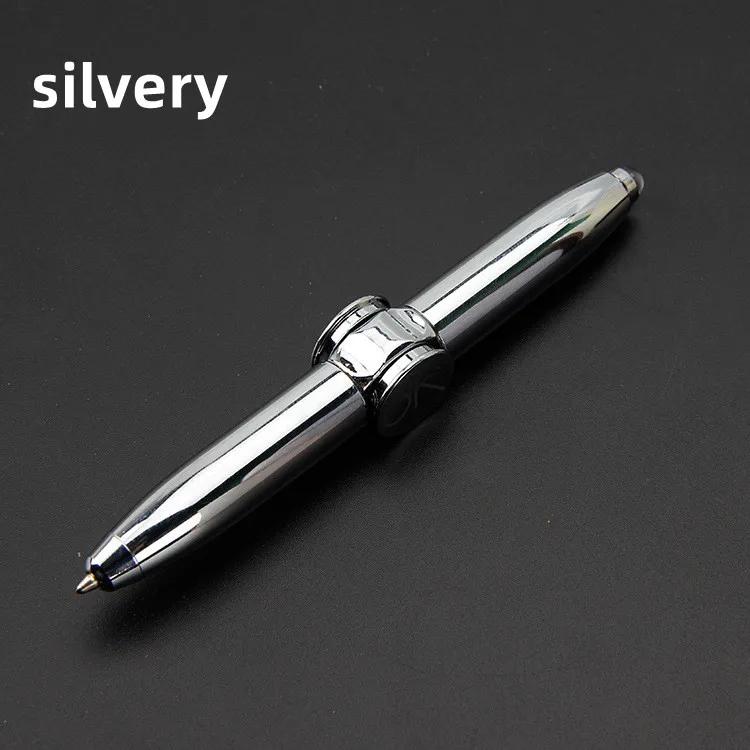 Multi-Functional Gyro Pen Decompression Finger Rotation Toy Fidget Spinner LED Light Ballpoint Pen Metal Gyro Pen Gift