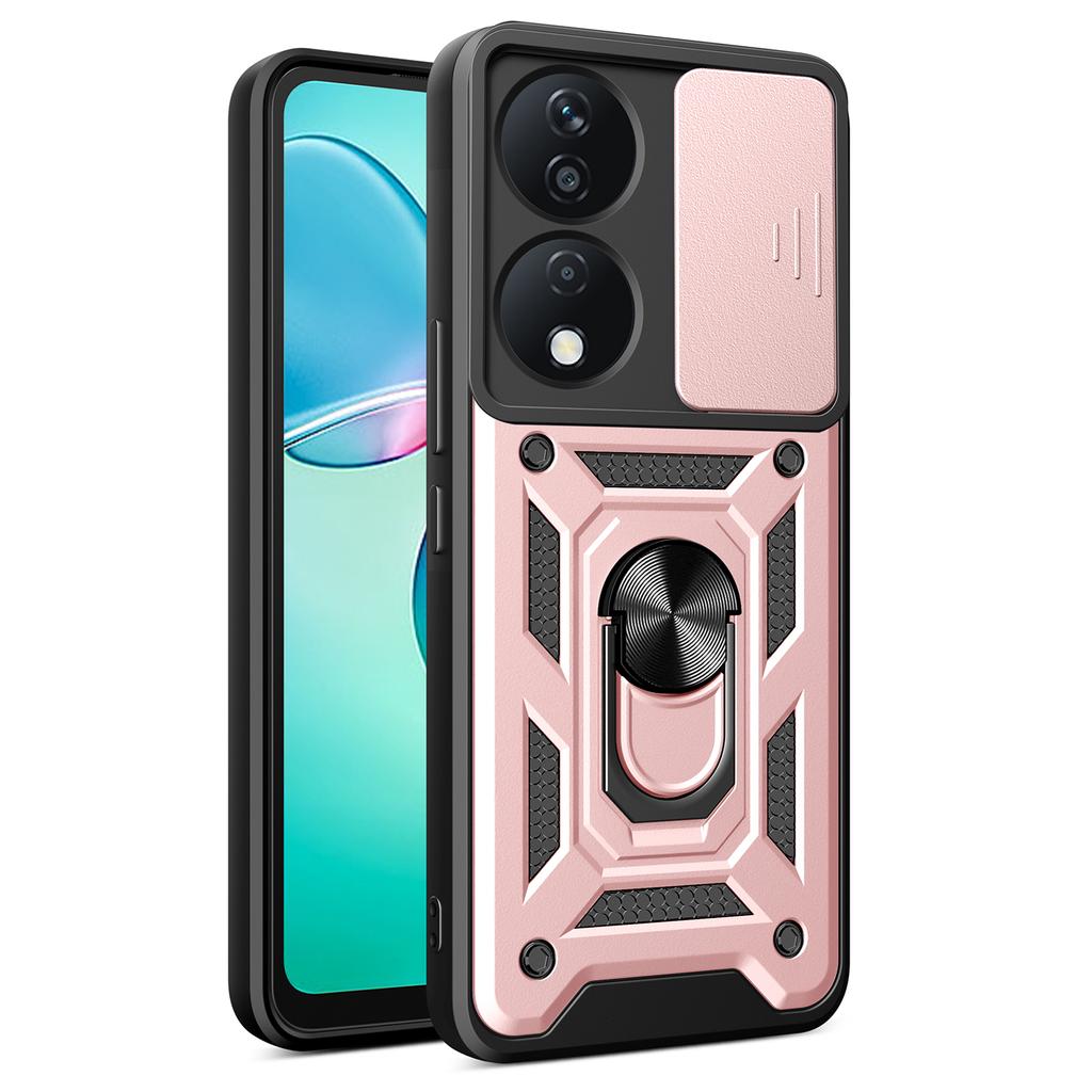 For Honor X7b 4G/90 Smart Case PC+TPU Rugged Shockproof Phone Cover with Slide Lens Window