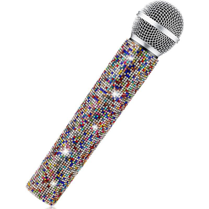 Rhinestone Diamond Microphone Cover for Children's Performance (Prop Only, Mic Not Included)