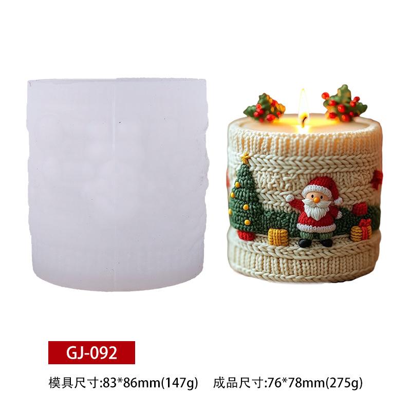 Santa Claus Scented Candls Silicone Mold DIY Knitted Geometry Pillar Plaster Resin Making Tool Handmade Christmas Decor Souvenir