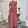 Women Long Sleeve Print Blouse and Long Skirts Muslim Two Piece Suit Sets