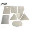 Multipurpose Kitchen Spatula for Dough Stainless Steel Cake Scraper with Multi-faceted Sawtooth, Rectangle/Pentagon/Triangle/Semi-circle Shape