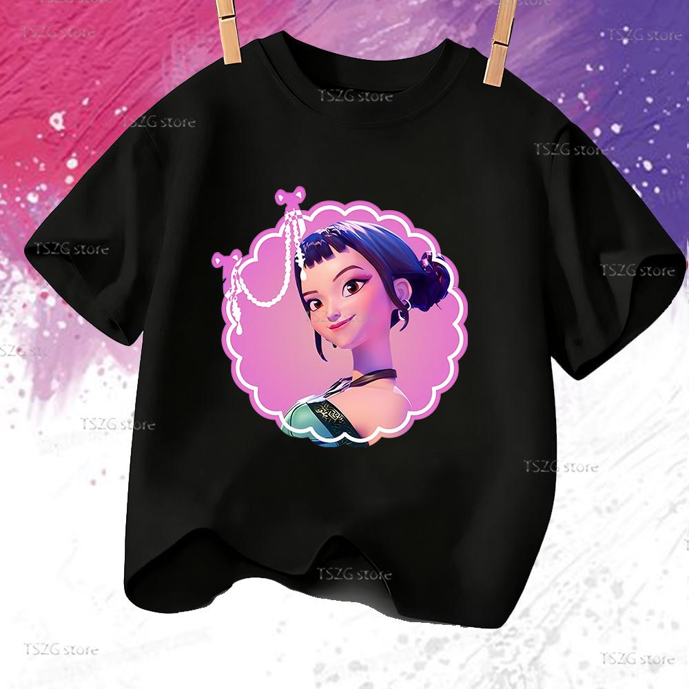 

Summer Kpop Demon Hunters ZOEY Cartoon Children T-Shirt Kids Girl Boy T Shirt Hot Movie Print Cute Baby Tee Top Fan Clothing 120