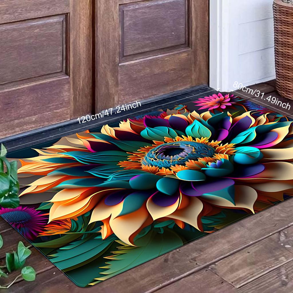 1 Stück Anti-Ermüdungs-Küchenteppiche, luxuriöser Blumendruck, wasserdicht, rutschfest, dick gepolstert, Küchenmatte, strapazierfähig, bequeme Stehmatte für die Küche