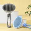 Self-Cleaning Cat Grooming Comb Stainless Steel Teeth Dog Detangling Comb with Anti-Slip Handle Deshedding Brush for Long Short Hair Pets
