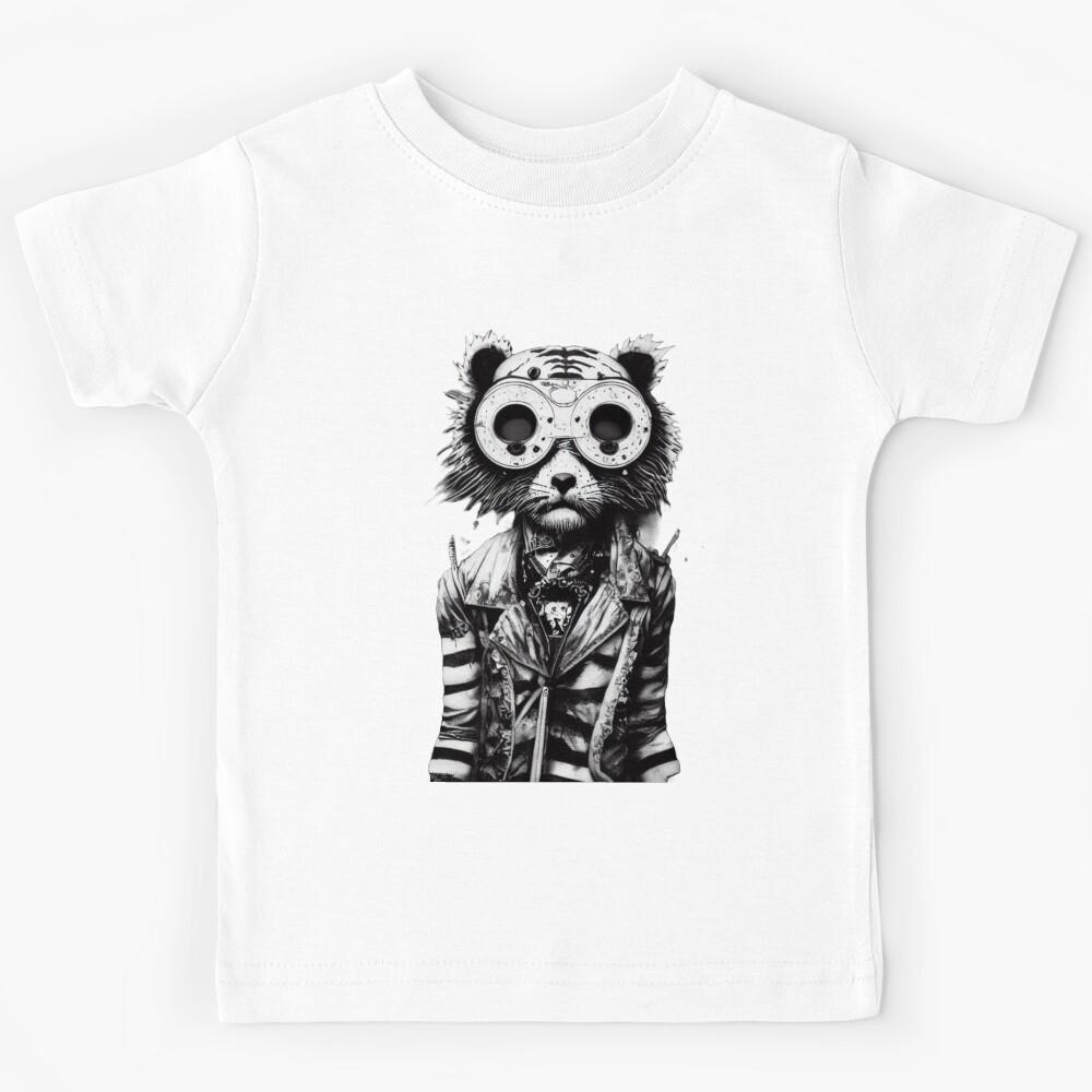 Cool Punk Rock Pop Graffiti Tiger Animal Kids T-Shirt 140