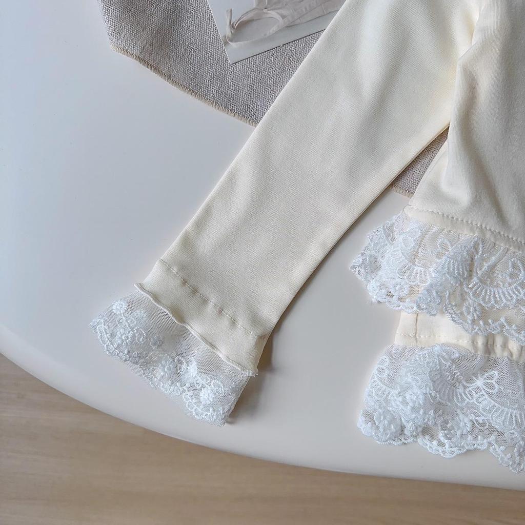 Girls' Korean Style Long Sleeve Lace Trim Top - Spring/Fall Fashion BQB009
