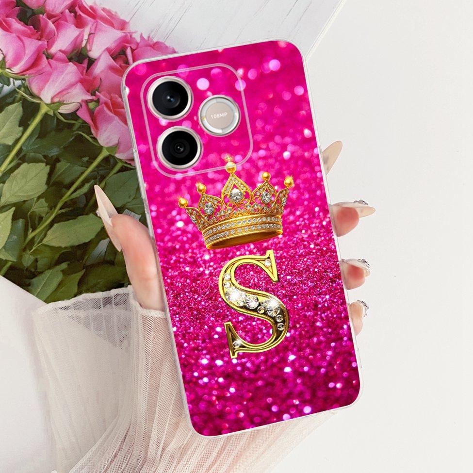 Transparente Hülle für Honor 500 Smart Cover Luxus A-Z Buchstaben Mode Cool Krone Weiche Hülle für Honor 500Smart