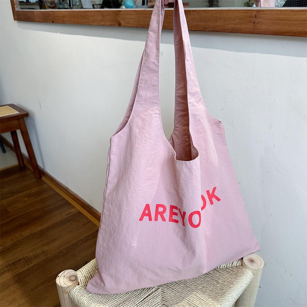 Chic Letter Print Shoulder Bag Spacious Trendy Tote Street Style Canvas Bag