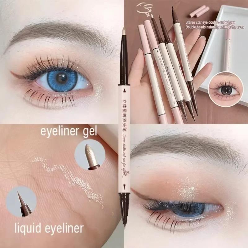 Double Head Eyeliner Pen Fine Tip Lying Silkworm Eye Brightening Waterproof Lasting Durable Not Easy To Halo Dye Natural Makeup
