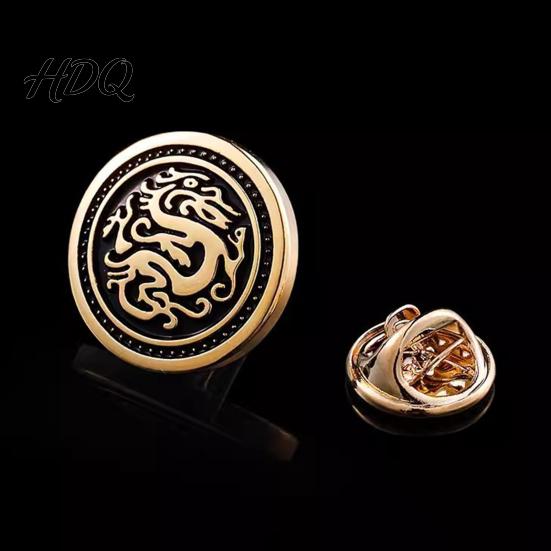 Men Collar Pin Vintage Embossed Pattern Lapel Pin Zinc Alloy Suit Coat Metal Button for Formal Corsage Decoration