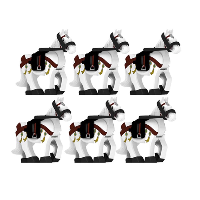 Medieval Military Building Blocks Cavalry Army Horse Animal Elephant Camel Wolf Crocodile Brick Toy Accessories S003