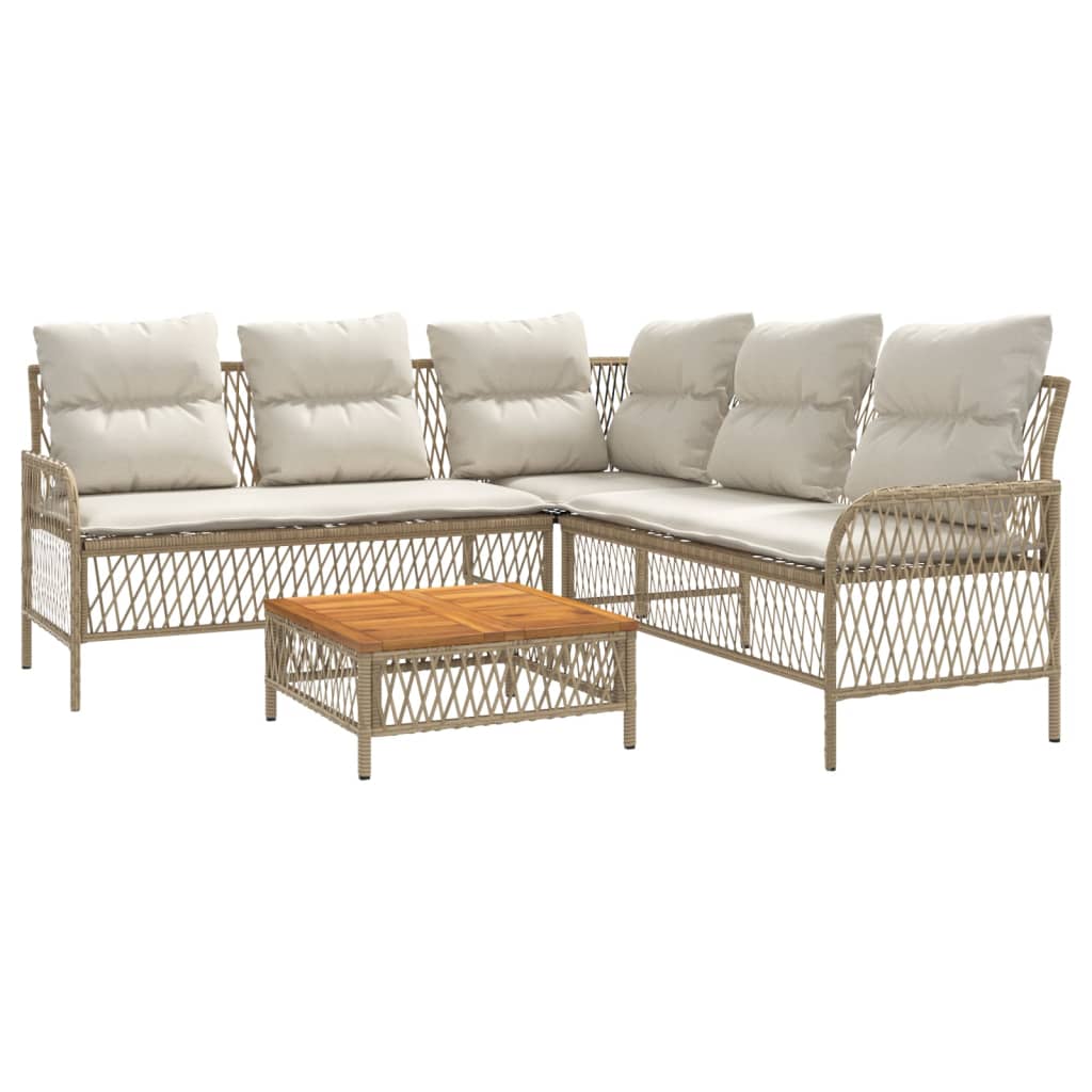 Vidaxl 2-Cz. Garden Furniture Set With Cushions, Beige, Poly Rattan