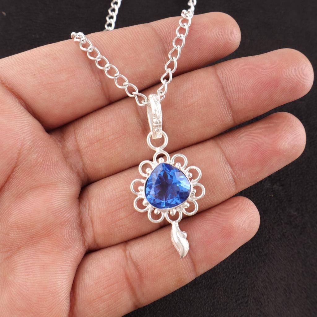 December Natural Tanzanite Best Sisters Gift Pendant Jewelry 925 Sterling Silver PP-4-4