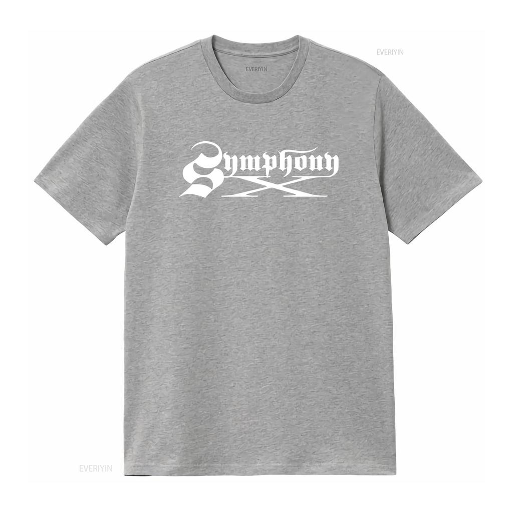 Symphony X Gothic Font Design T Shirt for Men and Women Available in Sizes S XXL Colors Black White vintage Washed Versatile