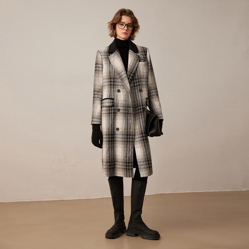 Women's Retro Plaid Loose Long Winter Coat
