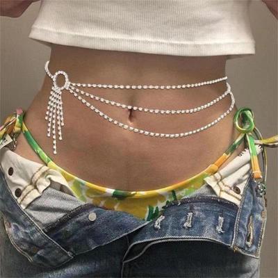 Sexy Multi-Layer Rhinestone Waist Chain European And American Fashion Beach Romantic Su Body Chain Waist Chain