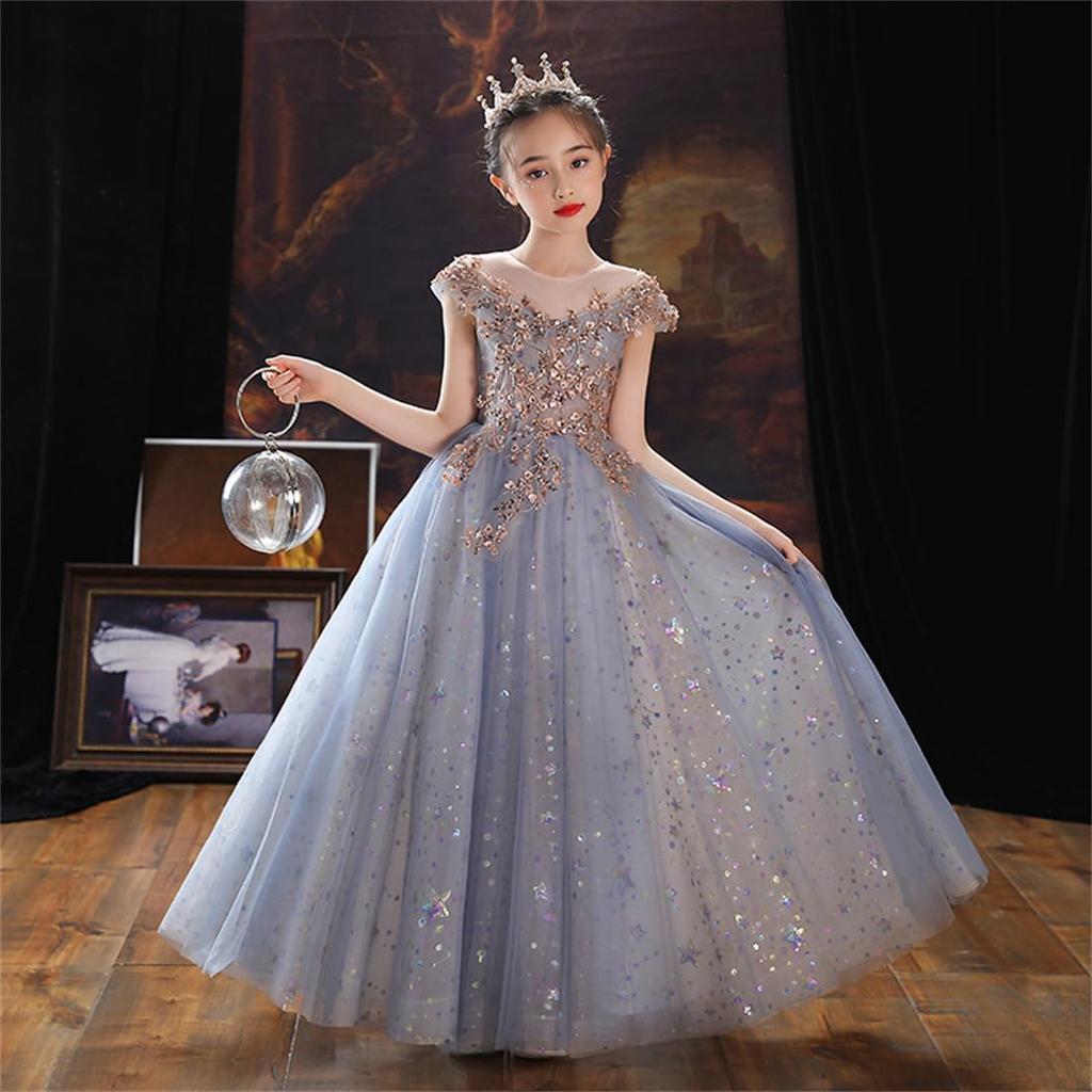 OWIEOW Piano Recital Long Formal and Elegant Suitable for Stage and Sizes Children's Dress, Kids' Dress, Girls' Dress, Performances, Concerts,