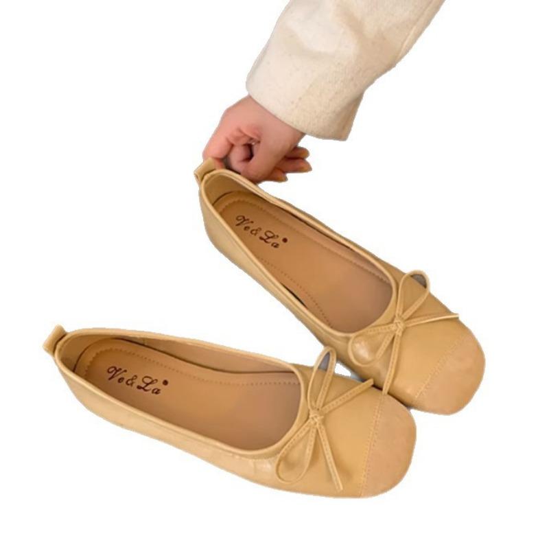 Retro Flat-bottomed Bow Doudou Shoes Summer New Square Head Single Shoes with Skirt Flats