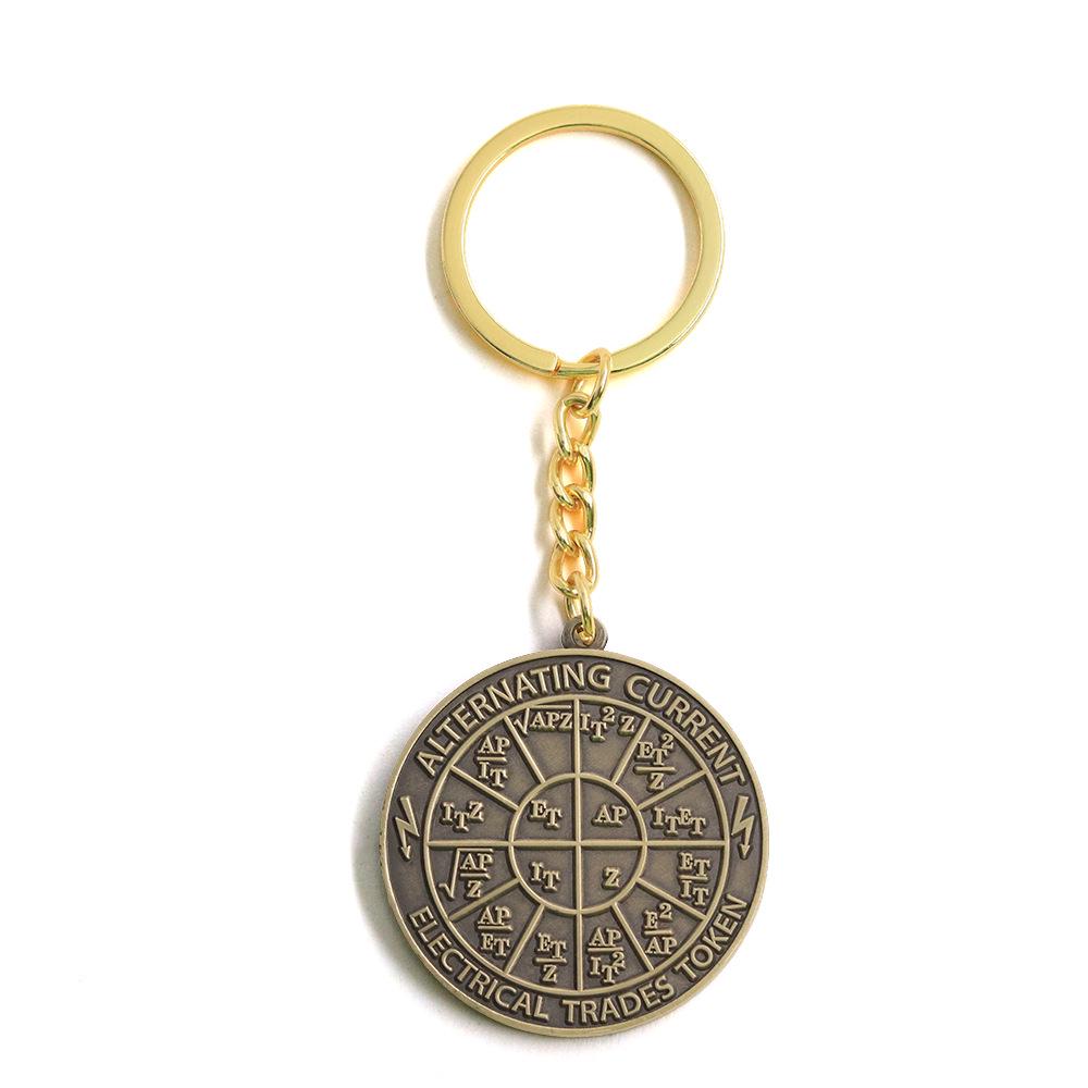 Ohm s Law Wheel Keychain: Electrician s Physics Jewelry Pendant