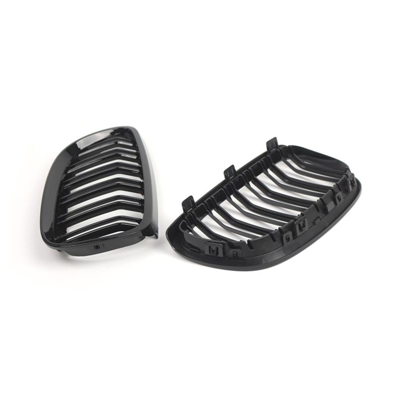 L10A Front Kidney Grille Gloss Black Double Lines Hood Grilling For BMW 3 Series E92 E93 Coupe 2006-2010 Part Number 51137157277