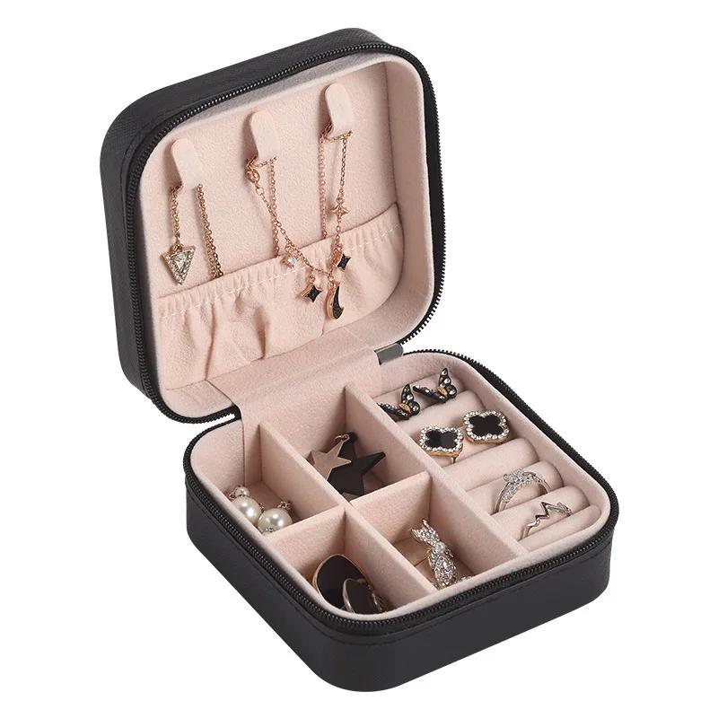 Portable Mini Jewelry Storage Box Travel Organizer Jewelry Case Leather Storage Earrings Necklace Ring Jewelry Organizer Display