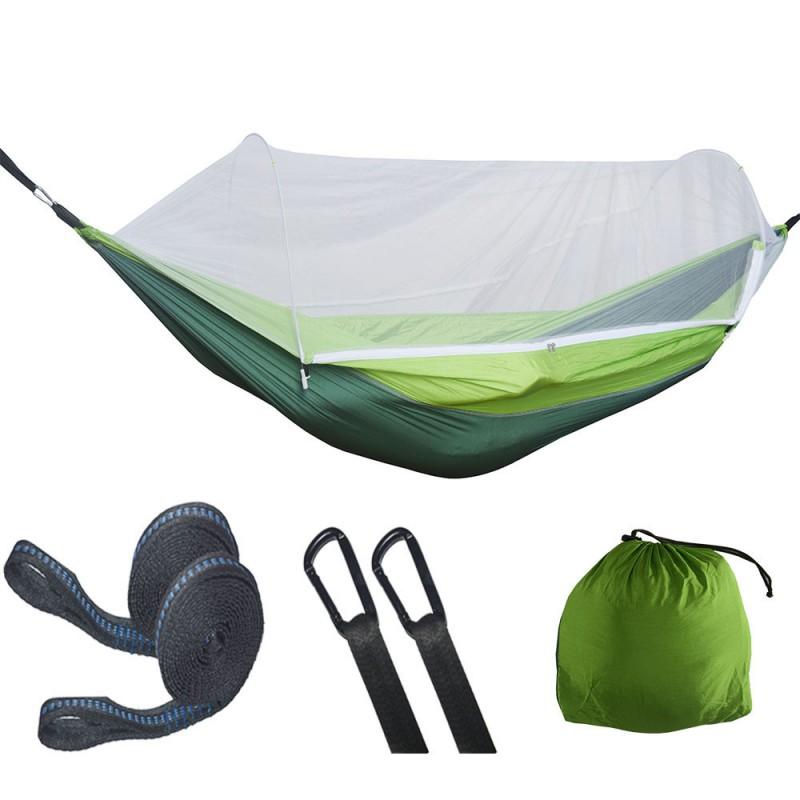 Quick-Open Mosquito Net Hammock Outdoor Camping Hiking Backyard Relaxation Lightweight Nylon Portable Bed