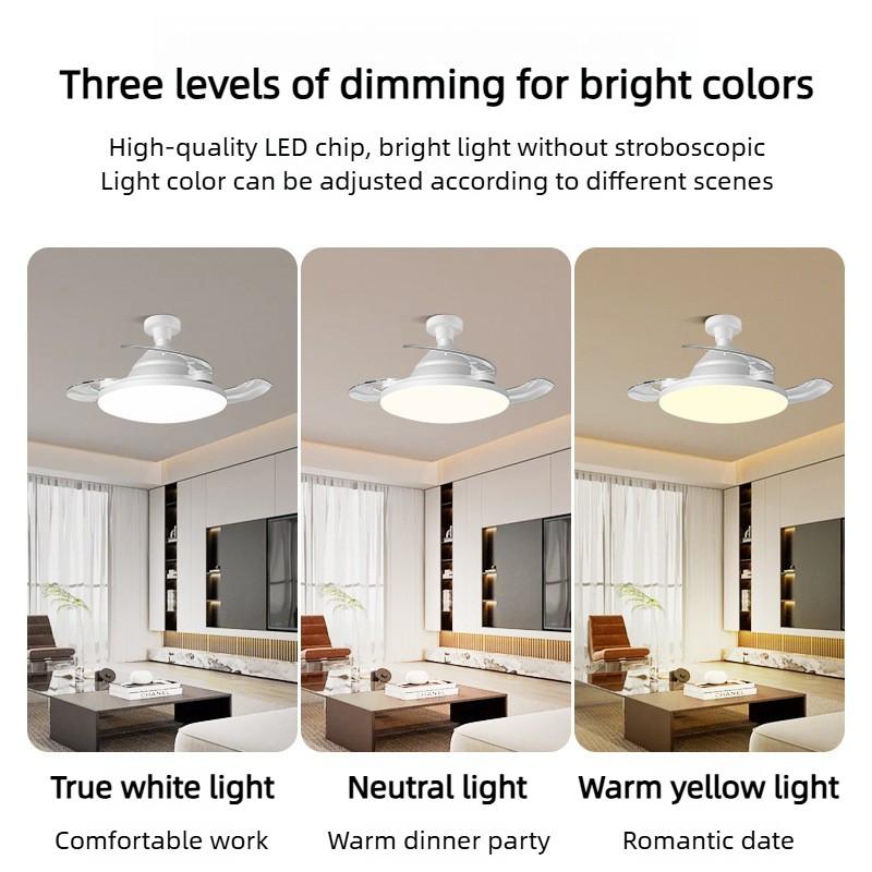 Modern Einfach Esszimmer Elektrischer Ventilator Licht Schlafzimmer Hohe Windkraft Unsichtbare Ventilatorlampe Haushalt Fernbedienung Beleuchtung Ventilator