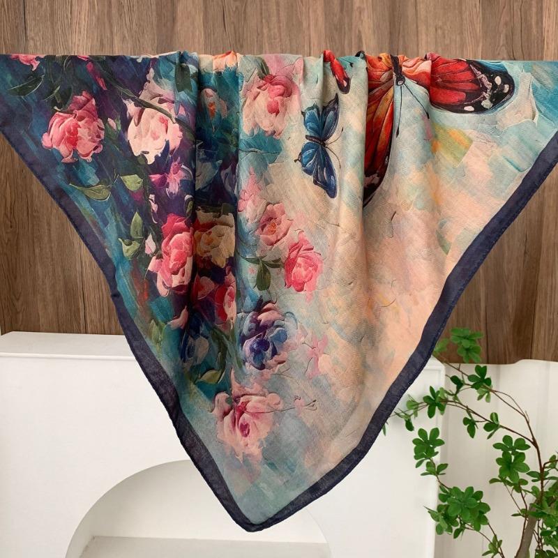 Square scarf new neck scarf scarf small shawl travel bag headscarf versatile cashew flower silk scarf