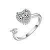 Adjustable Heartshaped Ring Copper Jewelry For Women With Zircon For Stress Relief And Fashion