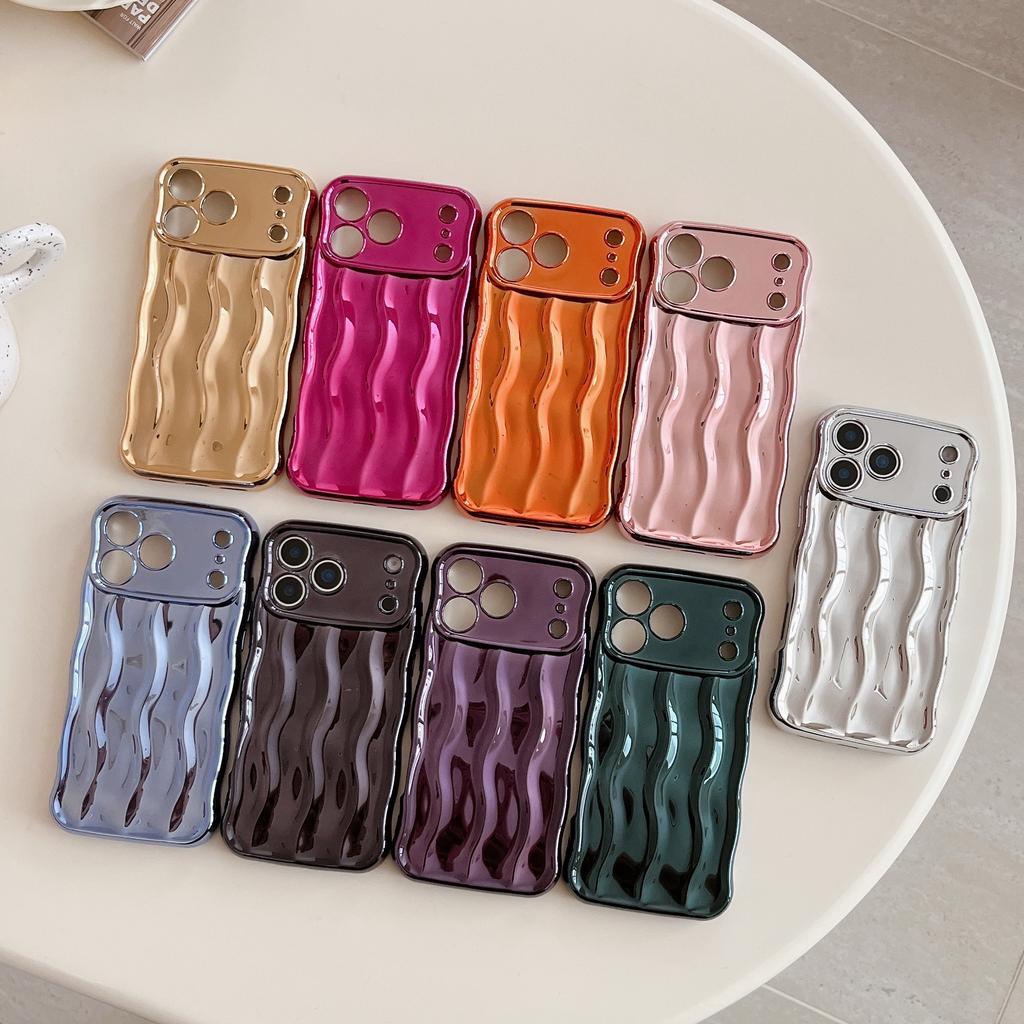 ins solid color electroplating advanced sense stripe for iPhone17promax mobile phone case Apple 16 new 14/15