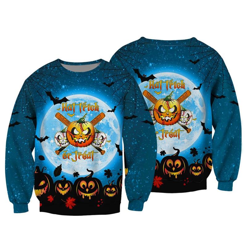 Autumn 3D Pumpkin Theme Printed Sweatshirts Fashionable Casual Sports Long Sleeved Men's Sweatshirts