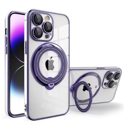 Coque de téléphone transparente magnétique avec anneau de placage pour iPhone 16 15 14 Pro Max Plus 13 12 11 Magsafe Housse de chargement sans fil