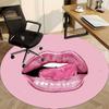 1pc Lips, Pink Chair Carpet for Office Non Slip, Machine Washable Rug for Office, Room Holiday Decor for Christmas, Birthday Polyester