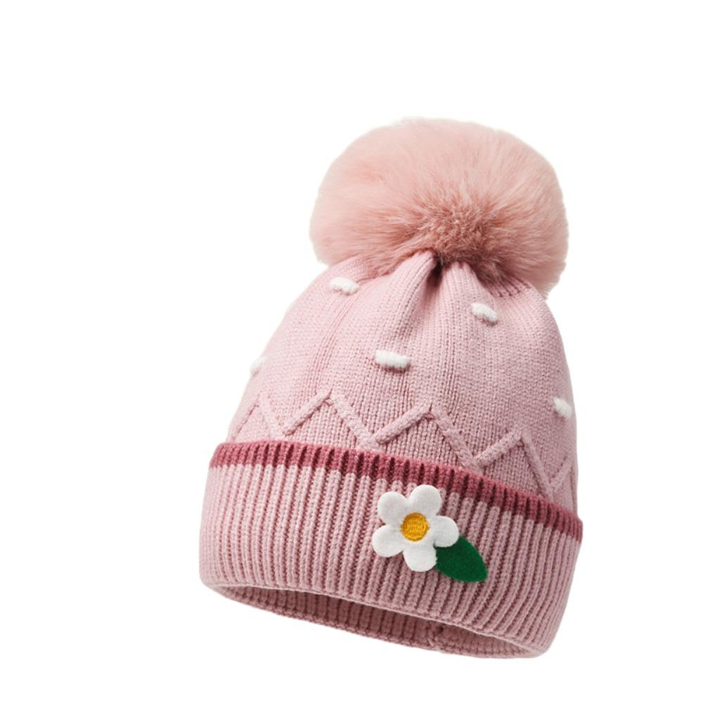 Solid Color Knitted Hats Woolen Balls Woolen Hats Cartoon Baby Hat  Unisex