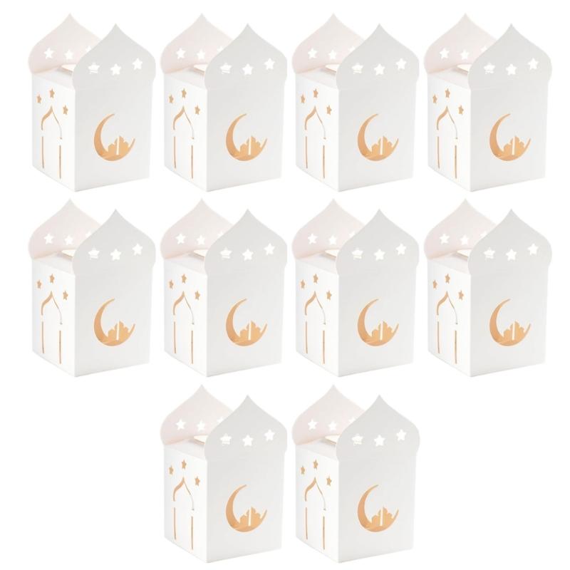 

Pack of 10 Eid Festival Candy Paper Boxes Simple Designs Storage Container for Family Gatherings and Community Event 1
