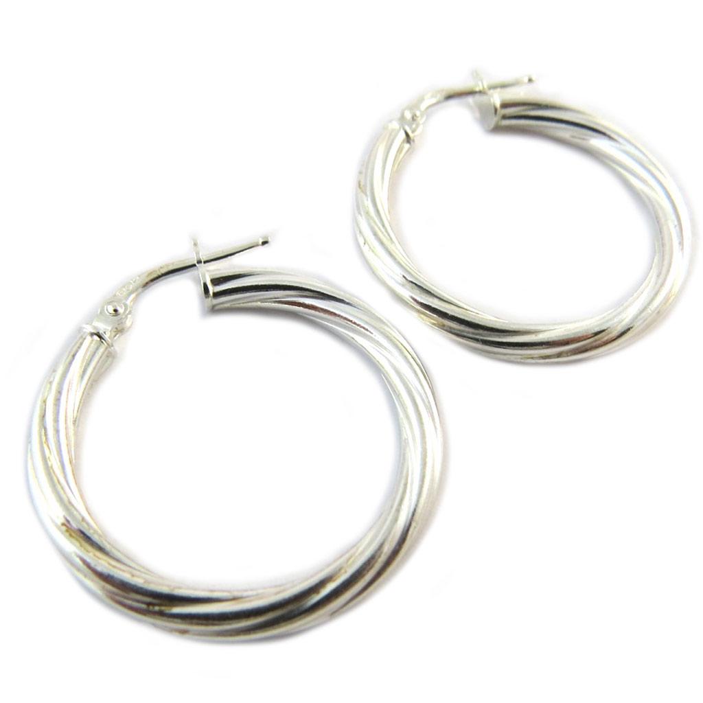 Les Trésors De Lily [P1690] - Silver 'Torsades' Hoop Earrings (rhodium-plated) - 20 Mm 3 Mm