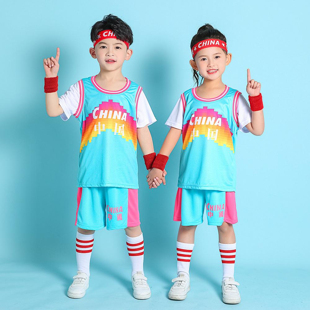 Summer new children's basketball clothes set boys and girls breathable training clothes kindergarten performance clothes spot wholesale