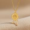 Niche New‑Design Sunflower Zircon Titanium‑Steel Women Necklace, Delicate Sunflower‑Motif Collarbone Chain Jewelry