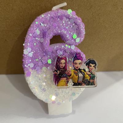 Kpop Demon Hunters Theme Candle 3D Number 0-9 Kids Birthday Cake Decoration Baby Shower Anime Party Accessories Gifts
