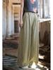 Ramie Cotton Women's Loose Casual Sand Wash Pants - Spring 25 Linen Straight Leg Long Pants 