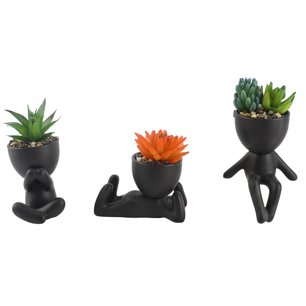 Ghiveci de flori cu figura drăguță, decorativ modern din ceramică, suculente, pentru decorul grădinii de acasă