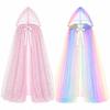 Halloween Witch Cape Women Adult Costume Long Hooded Tulle Cloak Party Cosplay Outfit