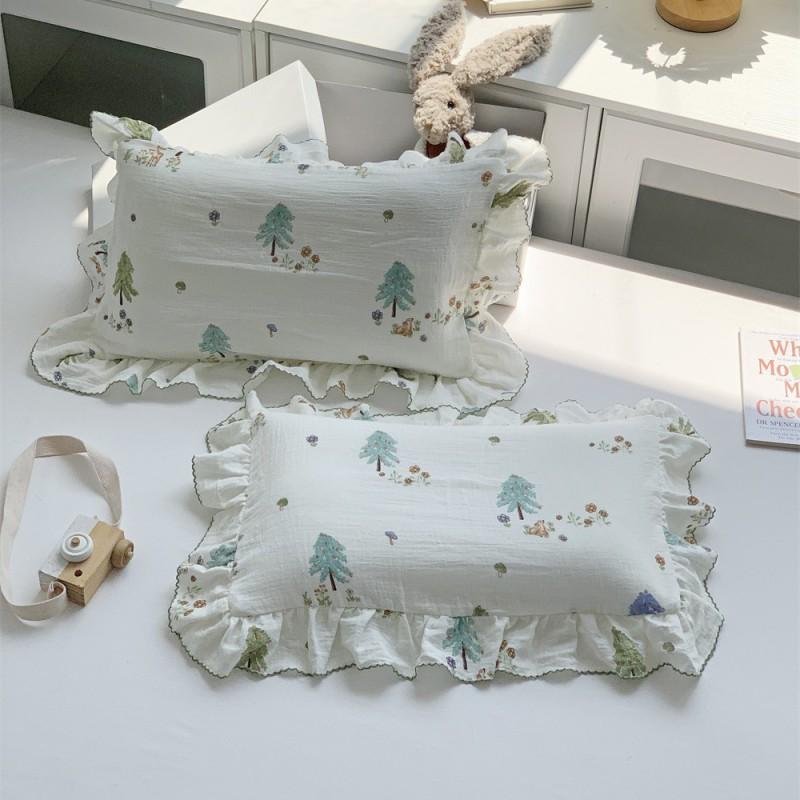Cotton Kids Pillowcase Girls Use 30x50cm 35x55cm 40x60cm Pure Printed With Ruffle Trim Princess Style